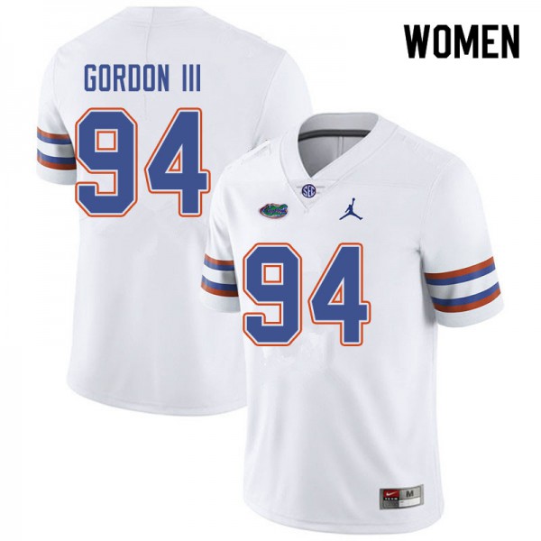 Jordan Brand Women #94 Moses Gordon III Florida Gators College Football Jerseys White